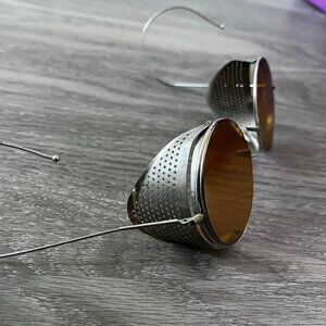 antique 1920s aviator glasses. Round orange/yellow glass. Steampunk